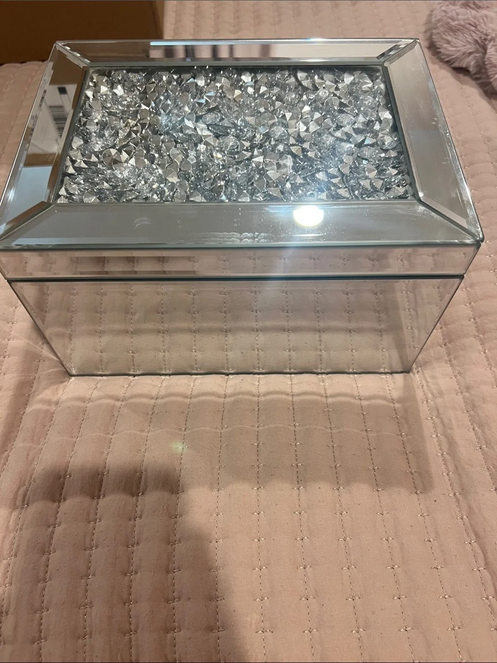 Z Gallerie Mirrored Decorative Jewelry Box with Crystal Accent - Silver